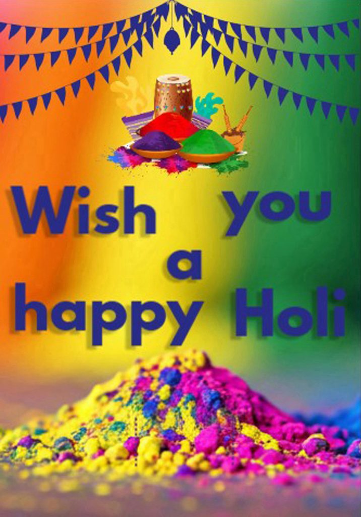 Beautiful Holi festival quote. A unique image of Holi for wishing to the people, filled with vibrant colors and joyous energy.