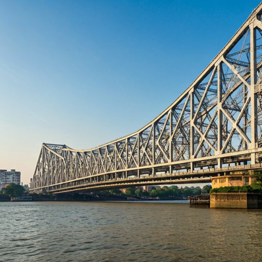 A beautiful view of Howrah Bridge. Image of Howrah Bridge with high quality and good looking. Nice picture of Howrah Bridge in Kolkata, West Bengal. The Howrah Bridge is a bridge of steel over the Hooghly River.